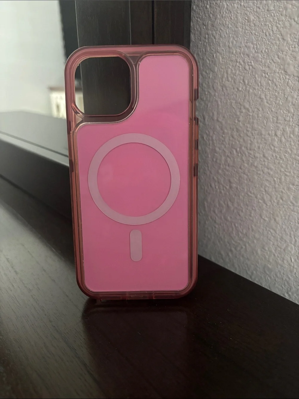 Pink MagSafe-Compatible Protective Phone Case with Clear Bumper